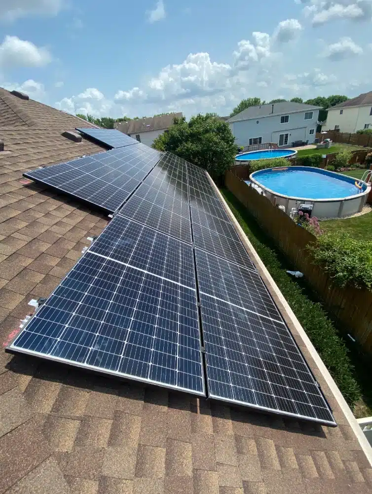 solar panel installed with pools nearby